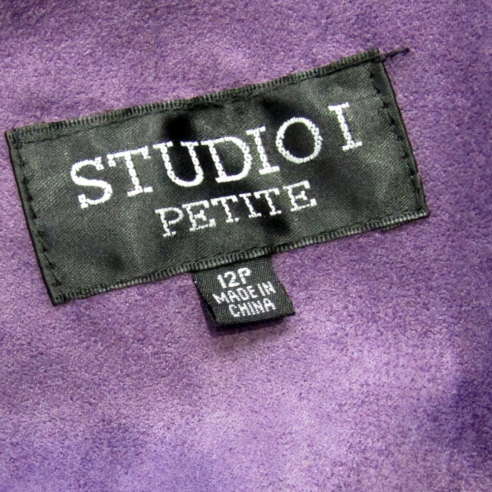 NEW Studio I Petite Purple Faux Suede Jacket 12P - Picture 5 of 6